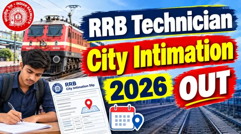 RRB Technician City Intimation 2026 Out