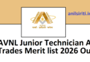 AVNL Junior Technician All Trades Merit list 2026 Out
