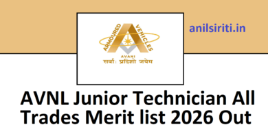 AVNL Junior Technician All Trades Merit list 2026 Out