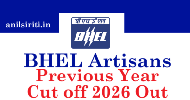 BHEL Artisans Previous Year Cut off 2026