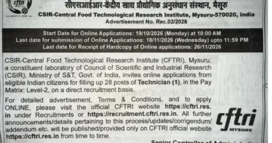 CSIR CFTRI Technician Recruitment 2026 Out