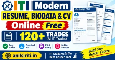 ITI Modern Resume, Biodata and CV Online Free 120+ trades