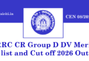 RRC CR Group D DV Merit list and Cut off 2026 Out CEN 08/2024