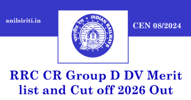 RRC CR Group D DV Merit list and Cut off 2026 Out CEN 08/2024