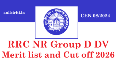 RRC NR Group D 08/2024 DV Merit list and Cut off 2026 Out