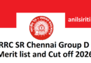 RRC SR Chennai Group D Merit list and Cut off 2026 Out CEN 08/2024